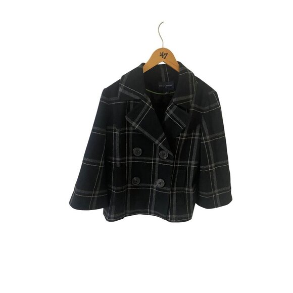 Banana Republic Women's Wool Blend Plaid Crop Short Sleeve Coat - Small - Picture 1 of 16